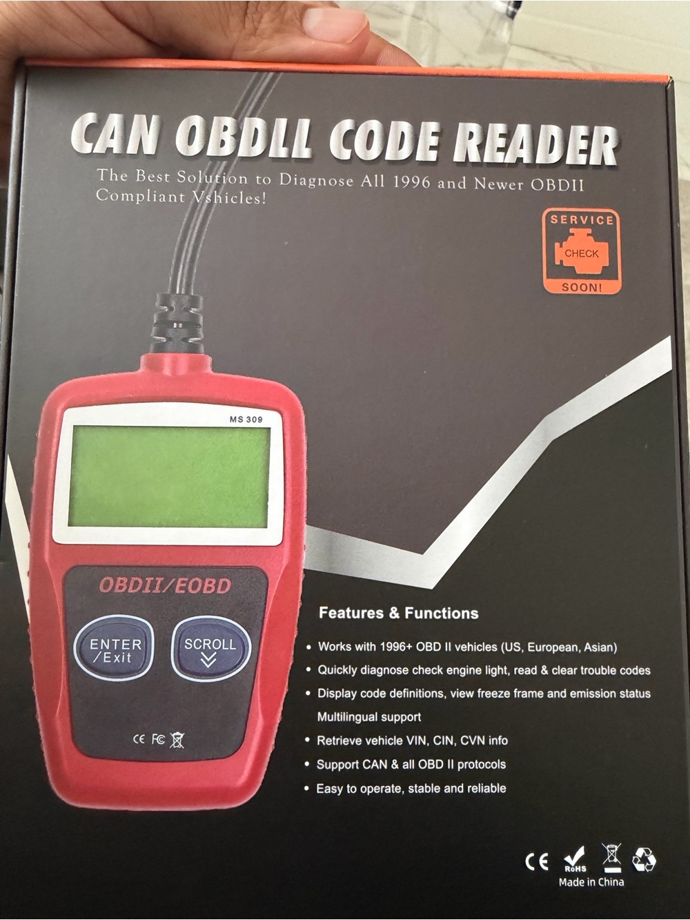 OBDII Code Reader MS309 - Red - Picture 2 of 5